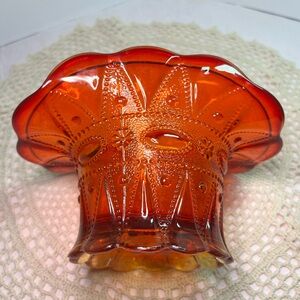 Vintage Kemple Glass Amberina Dewdrop & Lace Basket Vase – Glows Under UV!